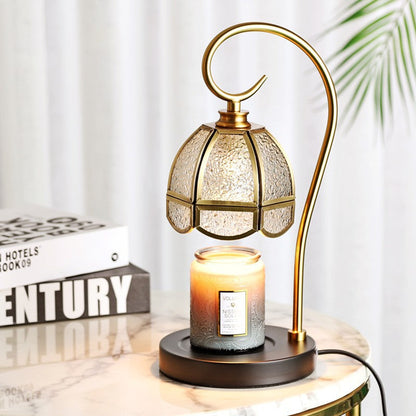 Modern Luxury Liftable Round Glass Stone Brass 1-Light Melting Wax Table Lamp For Living Room