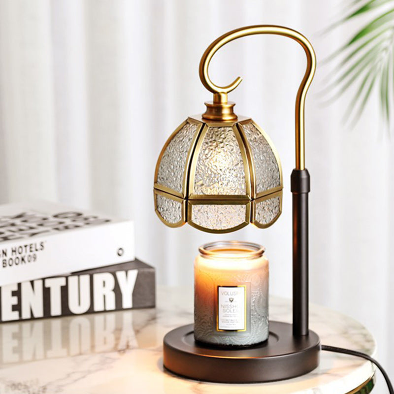 Modern Luxury Liftable Round Glass Stone Brass 1-Light Melting Wax Table Lamp For Living Room