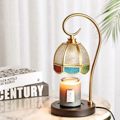 Modern Luxury Liftable Round Glass Stone Brass 1-Light Melting Wax Table Lamp For Living Room