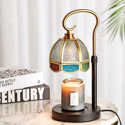 Modern Luxury Liftable Round Glass Stone Brass 1-Light Melting Wax Table Lamp For Living Room