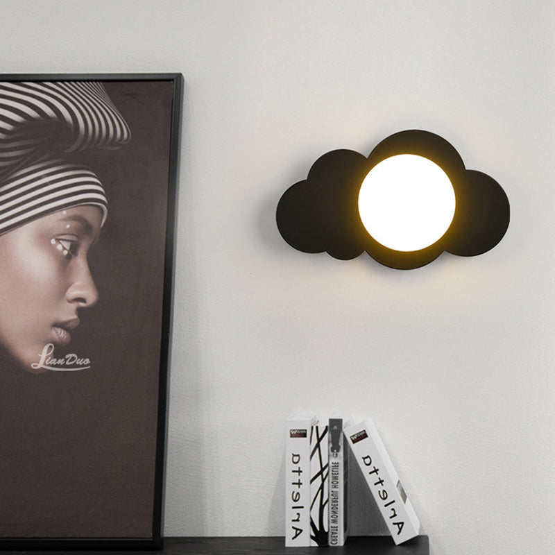 مصباح حائط زجاجي حديدي على شكل سحابة بتصميم آرت ديكو حديث، مصباح واحد لغرفة المعيشة 