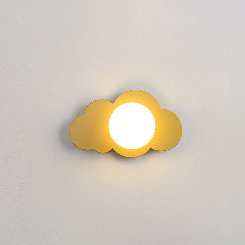 مصباح حائط زجاجي حديدي على شكل سحابة بتصميم آرت ديكو حديث، مصباح واحد لغرفة المعيشة 