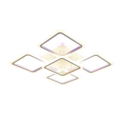 Modern Minimalist Square Stacked Acrylic Iron LED Flush Mount Ceiling Light For Living Room
