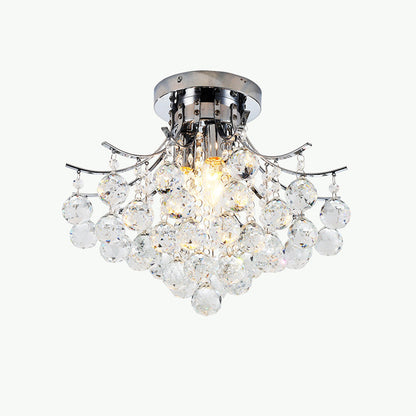 Contemporary Scandinavian Branch Pendant Crystal Iron 3-Light Semi-Flush Mount Ceiling Light For Living Room