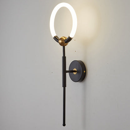 Modern Luxury Round Bar Acrylic Iron LED Wall Sconce Lamp For Living Room