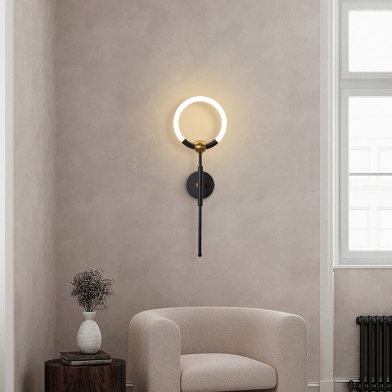 Modern Luxury Round Bar Acrylic Iron LED Wall Sconce Lamp For Living Room