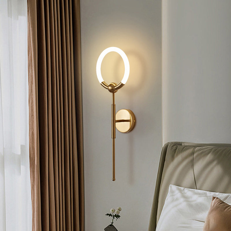 Modern Luxury Round Bar Acrylic Iron LED Wall Sconce Lamp For Living Room