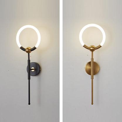 Modern Luxury Round Bar Acrylic Iron LED Wall Sconce Lamp For Living Room