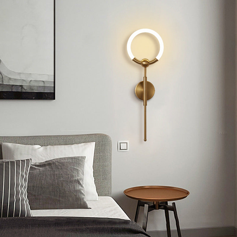 Modern Luxury Round Bar Acrylic Iron LED Wall Sconce Lamp For Living Room