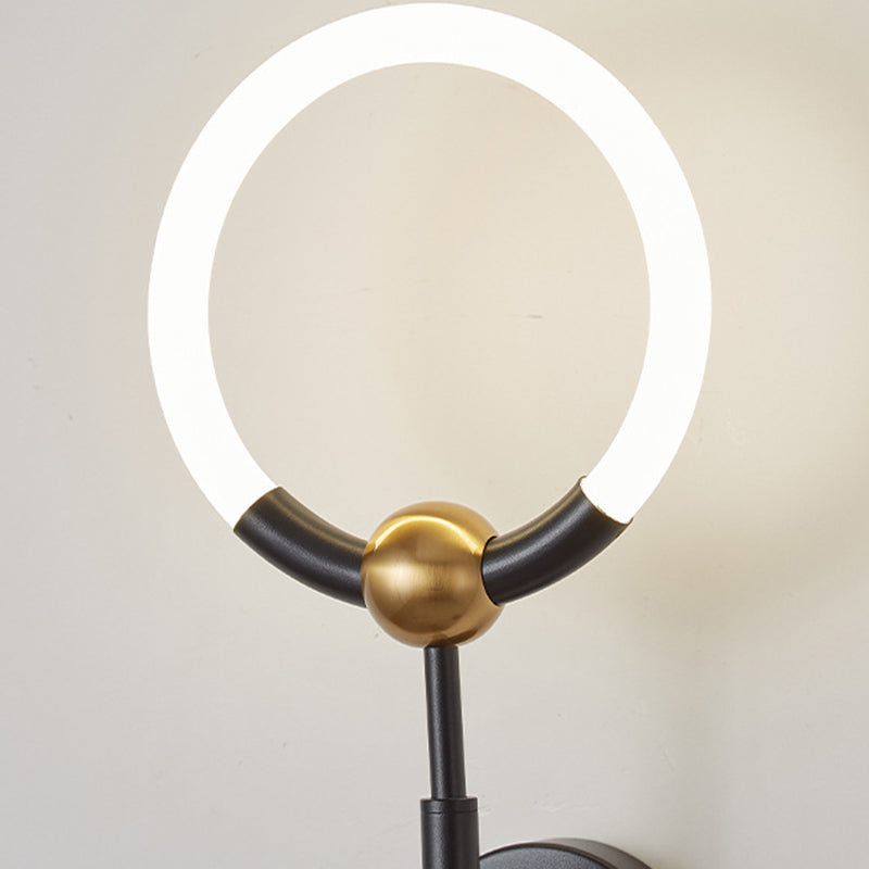 Modern Luxury Round Bar Acrylic Iron LED Wall Sconce Lamp For Living Room