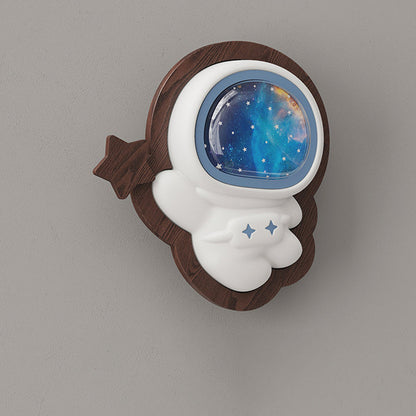 Modern Art Deco Spaceman PE Rubberwood LED Kids Wall Sconce Lamp For Living Room