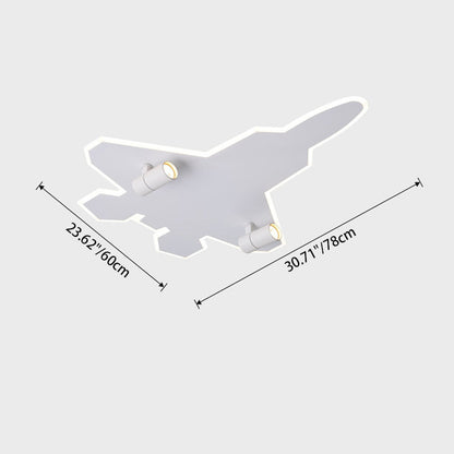 Modern Art Deco Airplane Shape Acrylic Iron LED Kids Flush Mount Ceiling Light For Bedroom