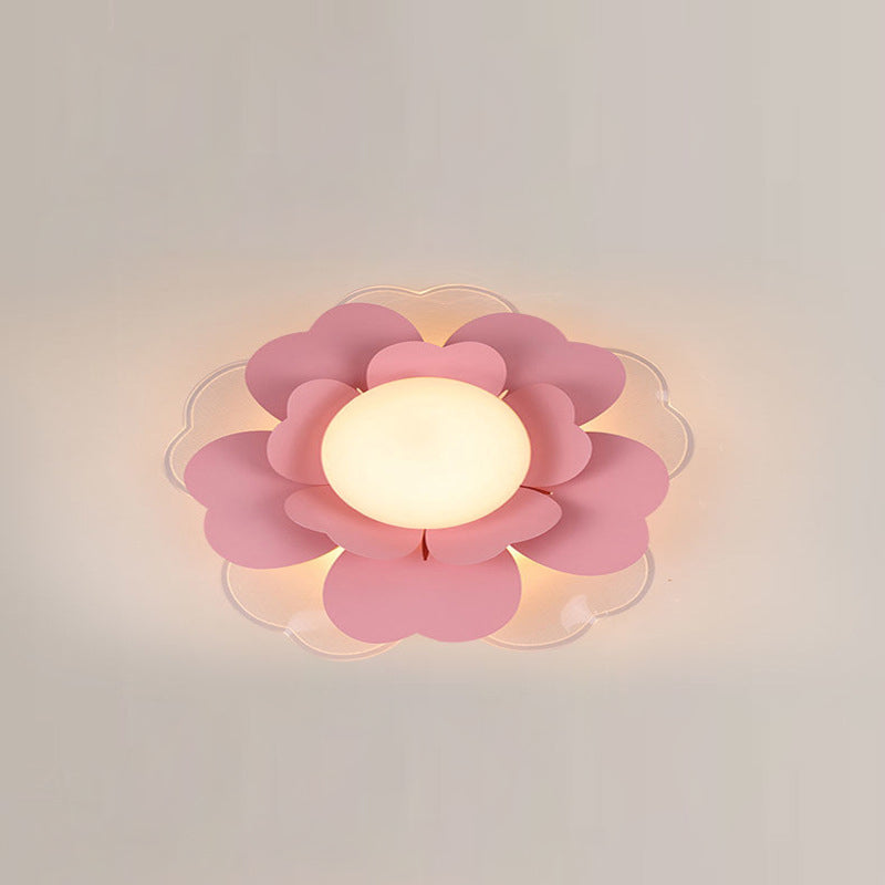 Contemporary Creative Lotus Round Acrylic Iron LED Flush Mount Ceiling Light For Living Room