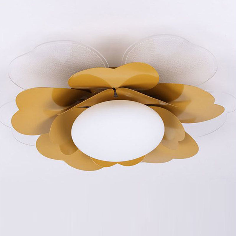 Contemporary Creative Lotus Round Acrylic Iron LED Flush Mount Ceiling Light For Living Room