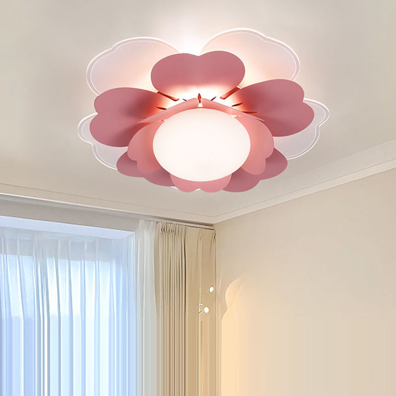 Contemporary Creative Lotus Round Acrylic Iron LED Flush Mount Ceiling Light For Living Room