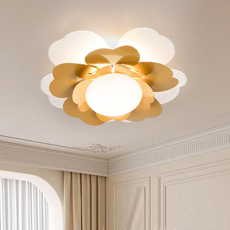 Contemporary Creative Lotus Round Acrylic Iron LED Flush Mount Ceiling Light For Living Room