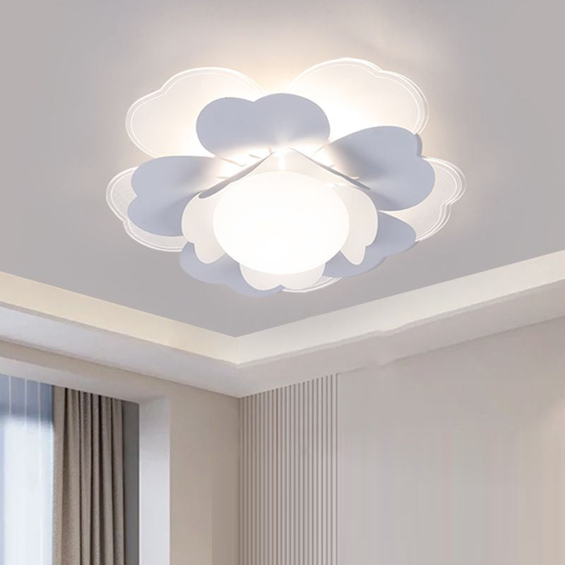 Contemporary Creative Lotus Round Acrylic Iron LED Flush Mount Ceiling Light For Living Room