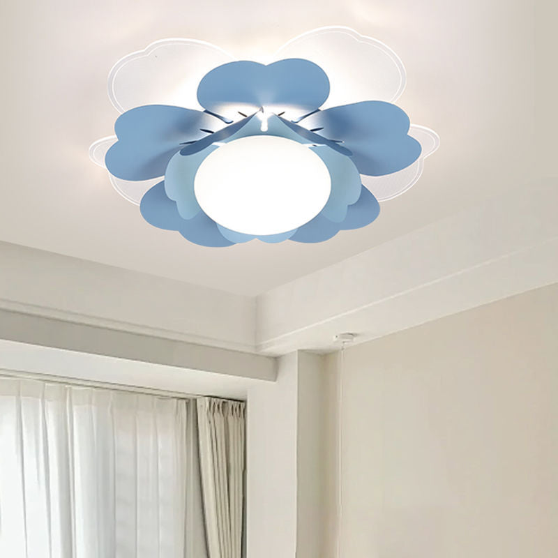 Contemporary Creative Lotus Round Acrylic Iron LED Flush Mount Ceiling Light For Living Room
