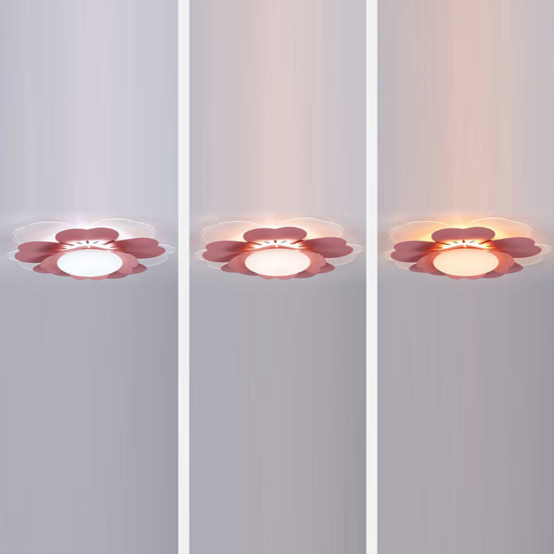 Contemporary Creative Lotus Round Acrylic Iron LED Flush Mount Ceiling Light For Living Room