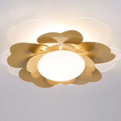 Contemporary Creative Lotus Round Acrylic Iron LED Flush Mount Ceiling Light For Living Room