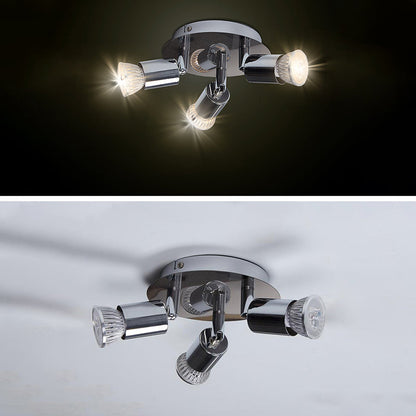 Modern Minimalist Branch Cylinder Round Iron 3-Light Semi-Flush Mount Ceiling Light For Living Room