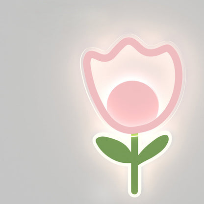 Modern Art Deco Tulip Flower Acrylic Iron LED Wall Sconce Lamp For Living Room