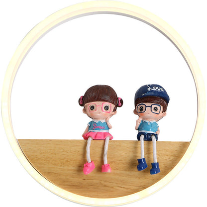 現代的なスカンジナビアラウンドアクリル無垢材LED壁取り付け用燭台ランプリビングルーム用