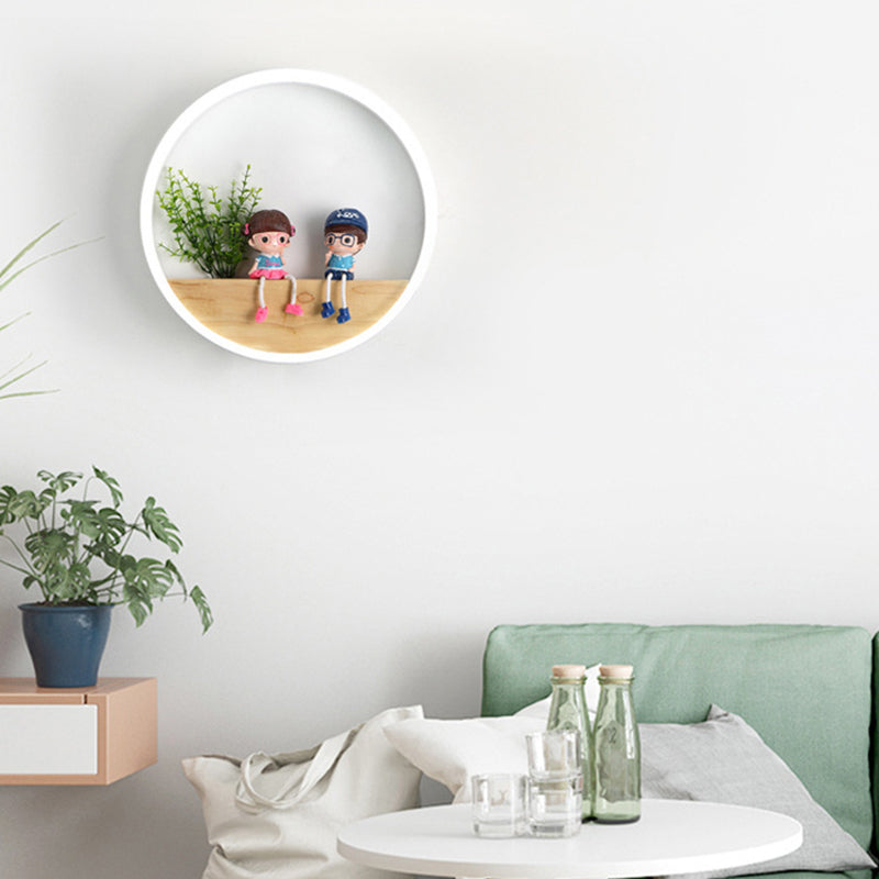 現代的なスカンジナビアラウンドアクリル無垢材LED壁取り付け用燭台ランプリビングルーム用