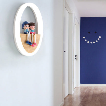 現代的なスカンジナビアラウンドアクリル無垢材LED壁取り付け用燭台ランプリビングルーム用