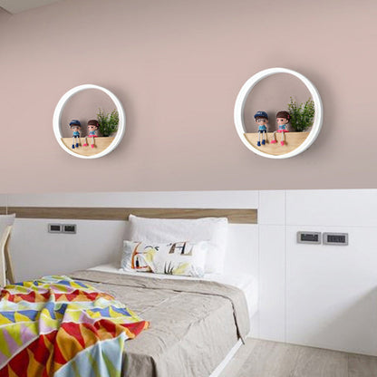 現代的なスカンジナビアラウンドアクリル無垢材LED壁取り付け用燭台ランプリビングルーム用