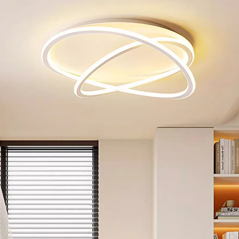 مصباح سقف LED دائري معاصر منحني من السيليكون الناعم والألومنيوم بتصميم إسكندنافي لغرفة النوم 