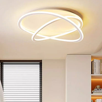 مصباح سقف LED دائري معاصر منحني من السيليكون الناعم والألومنيوم بتصميم إسكندنافي لغرفة النوم 