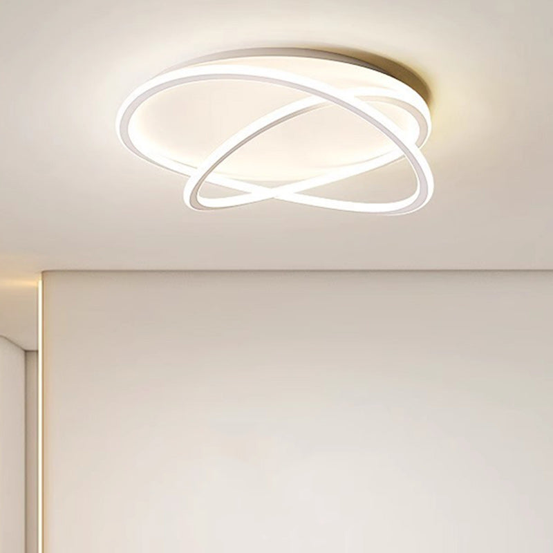 مصباح سقف LED دائري معاصر منحني من السيليكون الناعم والألومنيوم بتصميم إسكندنافي لغرفة النوم 