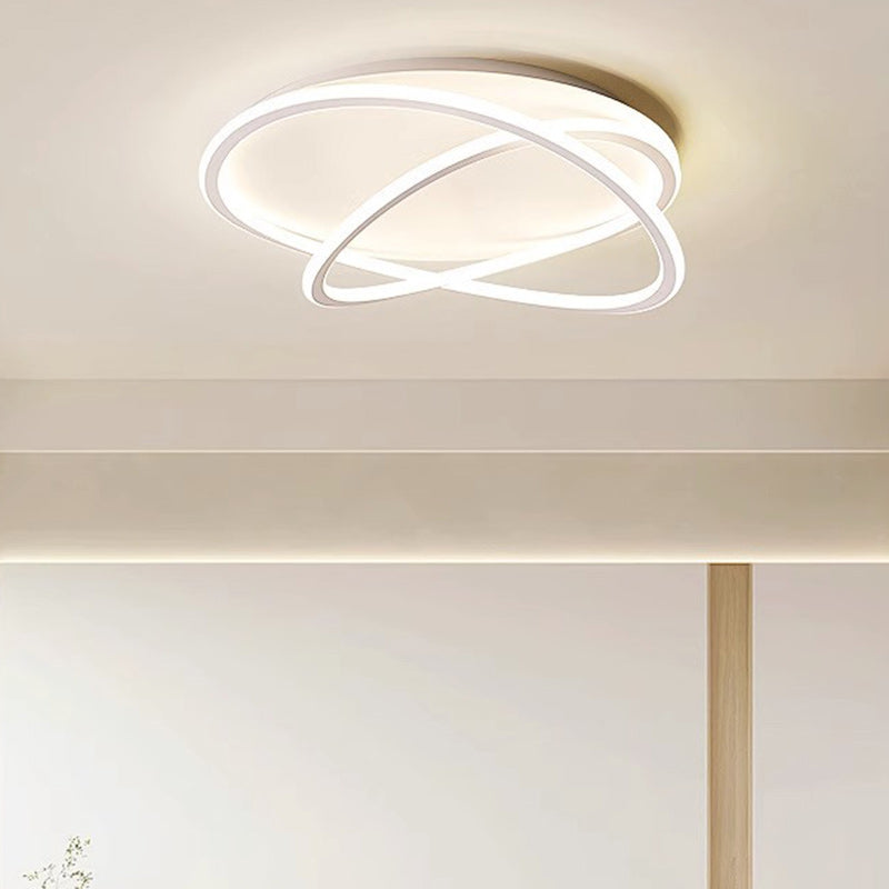 مصباح سقف LED دائري معاصر منحني من السيليكون الناعم والألومنيوم بتصميم إسكندنافي لغرفة النوم 