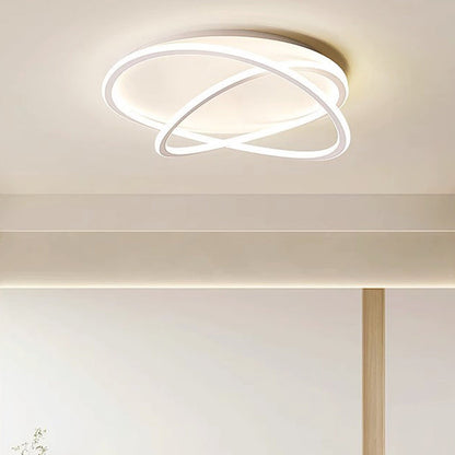 مصباح سقف LED دائري معاصر منحني من السيليكون الناعم والألومنيوم بتصميم إسكندنافي لغرفة النوم 