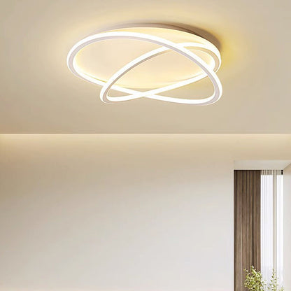 مصباح سقف LED دائري معاصر منحني من السيليكون الناعم والألومنيوم بتصميم إسكندنافي لغرفة النوم 