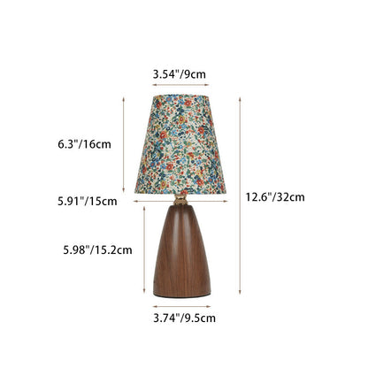 Traditional Vintage Crushed Flower Round Orb Fabric Ceramic 1-Light Table Lamp For Living Room
