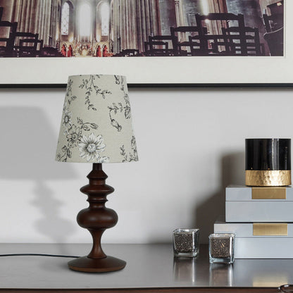 Traditional Vintage Crushed Flower Round Orb Fabric Ceramic 1-Light Table Lamp For Living Room