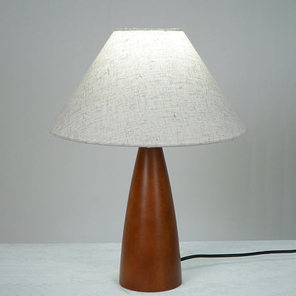 Traditional Vintage Crushed Cone Cylinder Fabric Solid Wood 1-Light Table Lamp For Bedroom