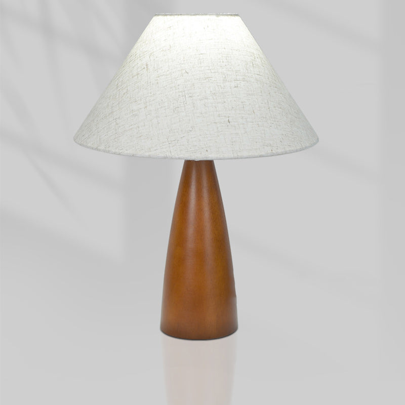 Traditional Vintage Crushed Cone Cylinder Fabric Solid Wood 1-Light Table Lamp For Bedroom