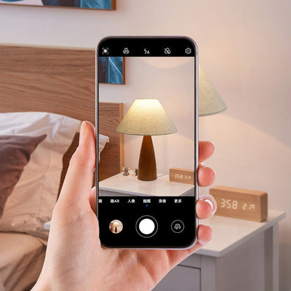 Traditional Vintage Crushed Cone Cylinder Fabric Solid Wood 1-Light Table Lamp For Bedroom