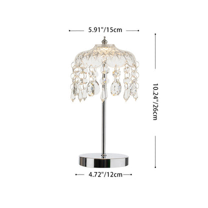 Modern Luxury Pendant Branch Round Crystal Iron 1-Light Table Lamp For Bedroom