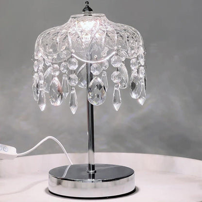 Modern Luxury Pendant Branch Round Crystal Iron 1-Light Table Lamp For Bedroom