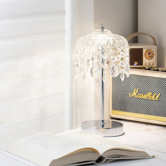 Modern Luxury Pendant Branch Round Crystal Iron 1-Light Table Lamp For Bedroom