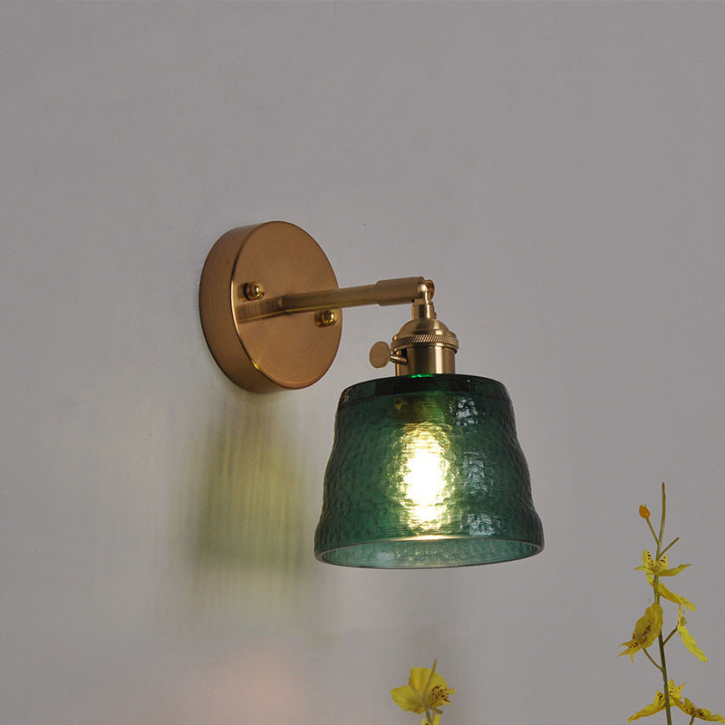 現代的なスカンジナビアの麦わら帽子グリーンフラワーラウンドガラスアイアン1ライト壁取り付け用燭台ランプリビングルーム用