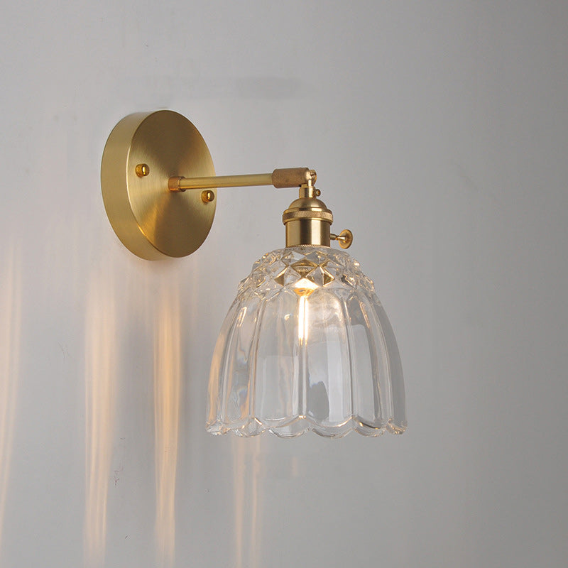 現代的なスカンジナビアの麦わら帽子グリーンフラワーラウンドガラスアイアン1ライト壁取り付け用燭台ランプリビングルーム用