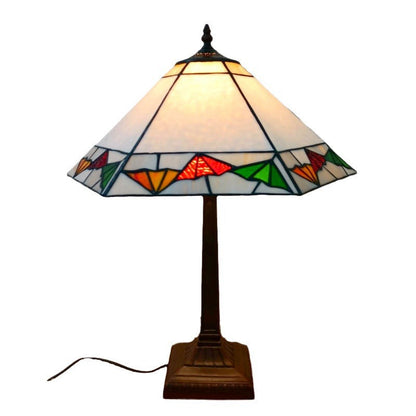 Traditional Vintage Tapered Round Square Glass Resin 1-Light Table Lamp For Living Room