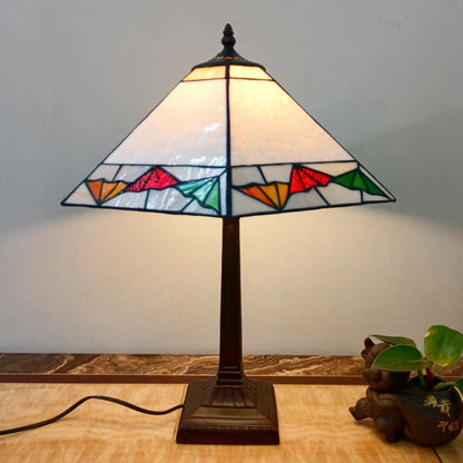 Traditional Vintage Tapered Round Square Glass Resin 1-Light Table Lamp For Living Room