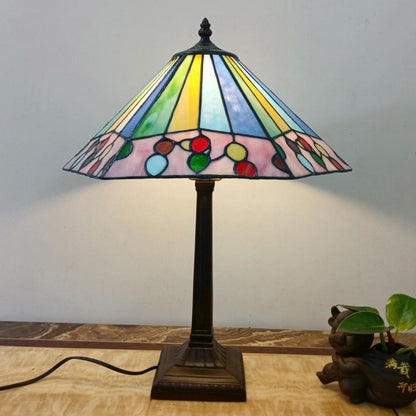 Traditional Vintage Tapered Round Square Glass Resin 1-Light Table Lamp For Living Room