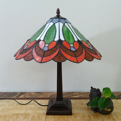 Traditional Vintage Tapered Round Square Glass Resin 1-Light Table Lamp For Living Room